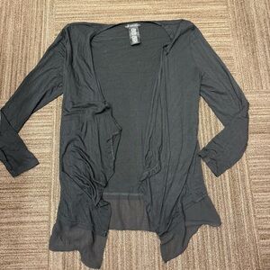 Design History Black Cardigan Flowy Mesh Hem Detail Ruffle Lightweight